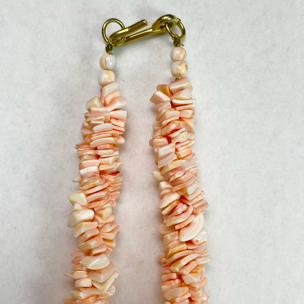 Triple Crystal Chip Stone Necklace ( Pink )